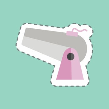 Cannon Sticker in trendy line cut isolated on blue background vector