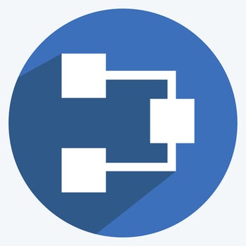 Flow Chart Icon in trendy long shadow style isolated on soft blue background vector