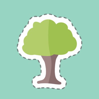 Trees Sticker in trendy line cut isolated on blue background vector