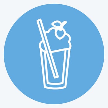 Strawberry Milkshake Icon in trendy blue eyes style isolated on soft blue background vector
