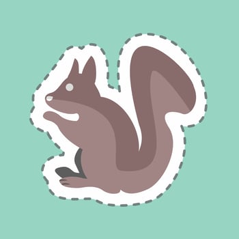 Pet Squirrel Sticker in trendy line cut isolated on blue background vector