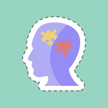 SEO Specialist Sticker in trendy line cut isolated on blue background vector