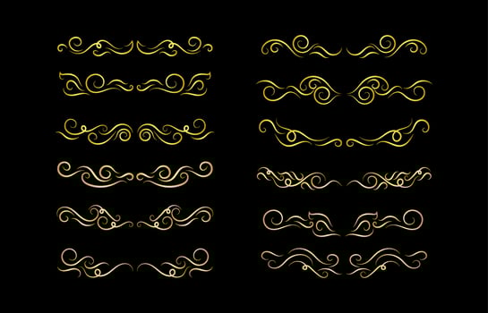 Gold Borders Elements Set Collection, ornament Vector