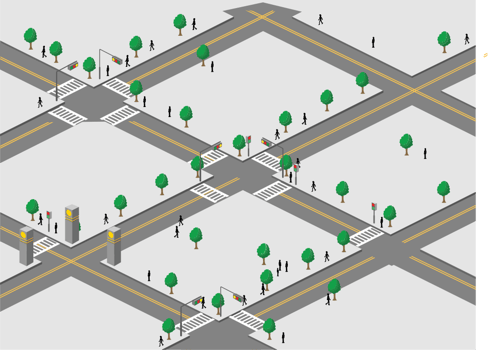 City road isometric vector