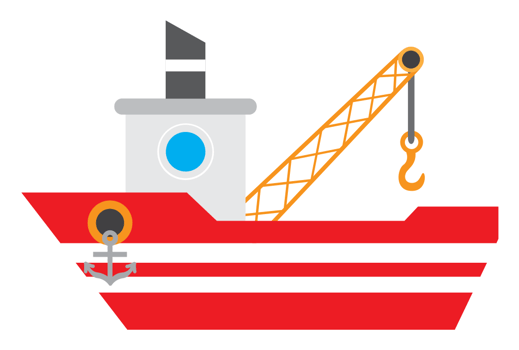 crane ship vector