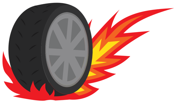 Burn out tire vector