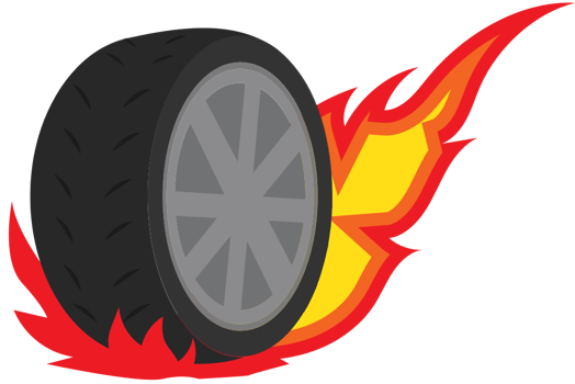 Burn out tire vector
