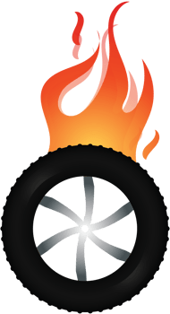 Burn out tire vector