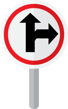proceed straight or turn right vector