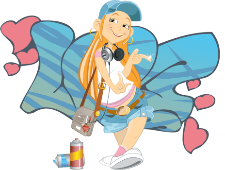 Graffiti bomber girl character vector