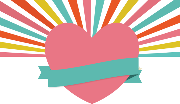 Heart retro sun brust vector