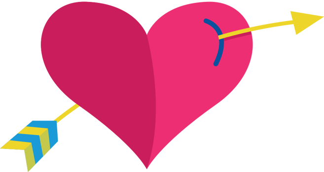Cute heart with arrow vector