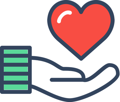 Flat line heart giving vector