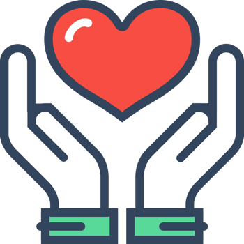 Flat line heart giving vector