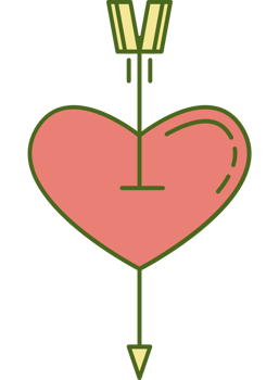 Cure heart with arrow vector