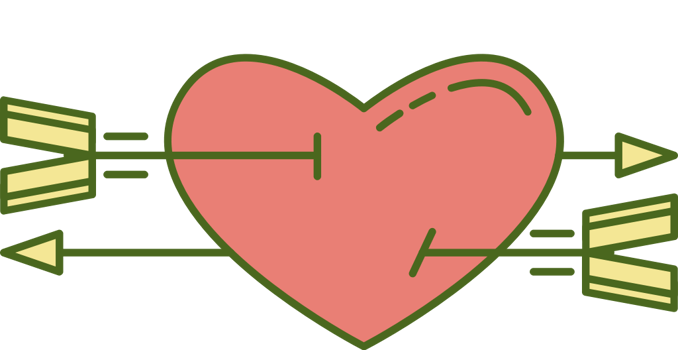 Cure heart with arrow vector