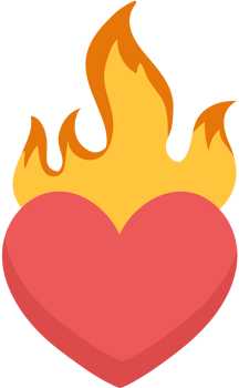 Heart on fire vector