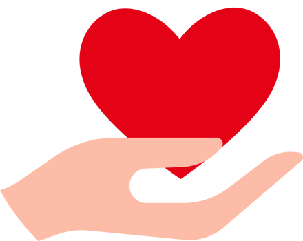 Heart helping hand vector