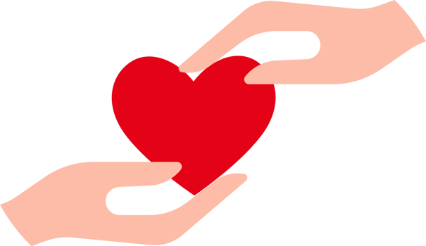 Heart helping hand vector