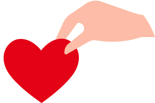 Heart helping hand vector