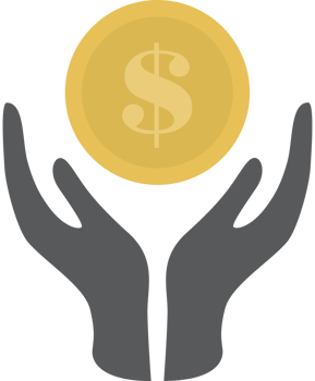 Coin dollar and hand vector