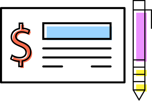 Thin line finance icon cheque vector