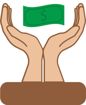 Donate money vector