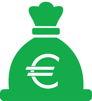 Euro currency on bag vector