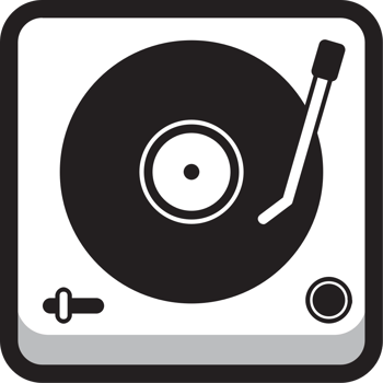 Round square music icon DJ turn table vector