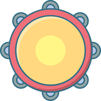 Music instrument line icon tambourine vector