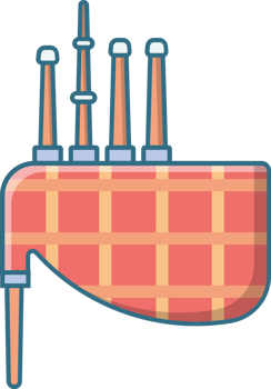 Music instrument line icon bagpipe vector