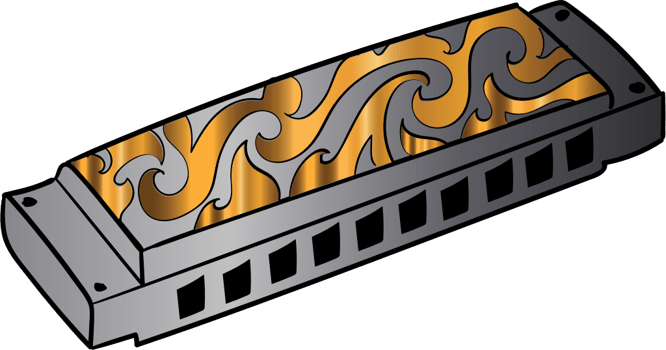 Hand drawn harmonica vector