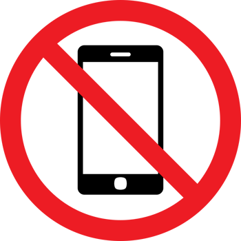 Prohibition sign handphone vector