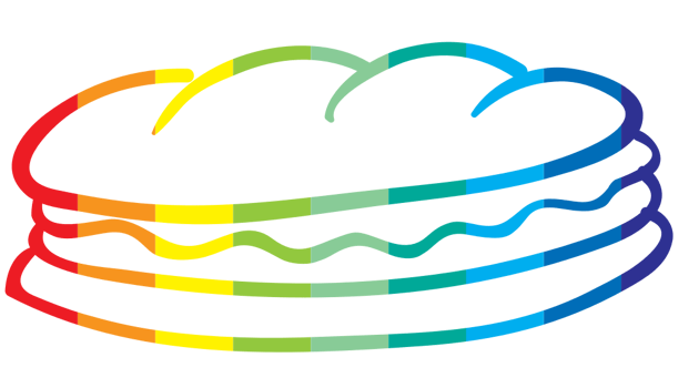 Fast food with outline rainbow vector