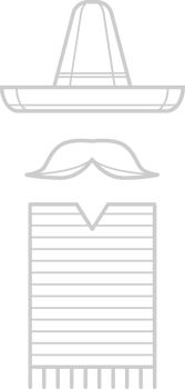 Sombrero with moustache outline vector