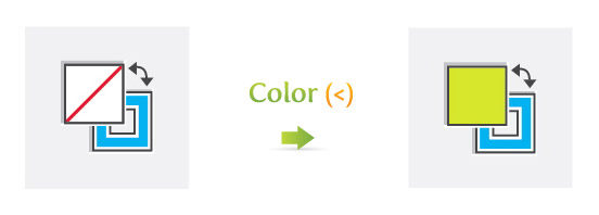 Color (<) to make unfilled fill or stroke filled