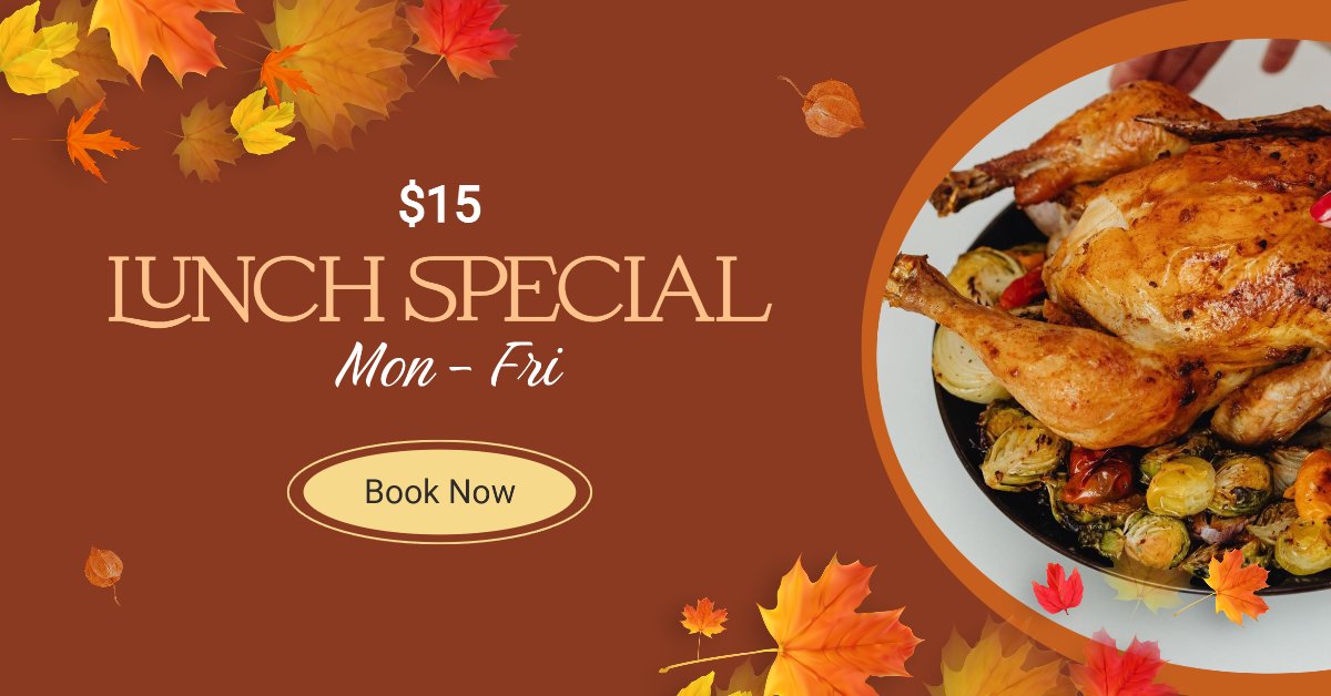 Brown Thanksgiving Restaurant Special Offer Facebook Ads