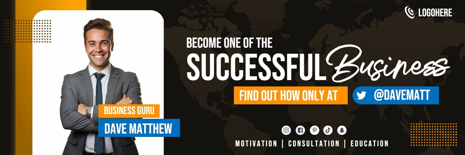 Corporate Business Worldwide Blue Yellow Header for Social Media