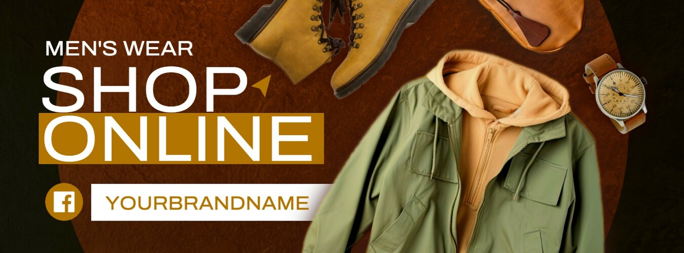 Autumn Beige Color Style for Men's Wear Brand Facebook Cover Template