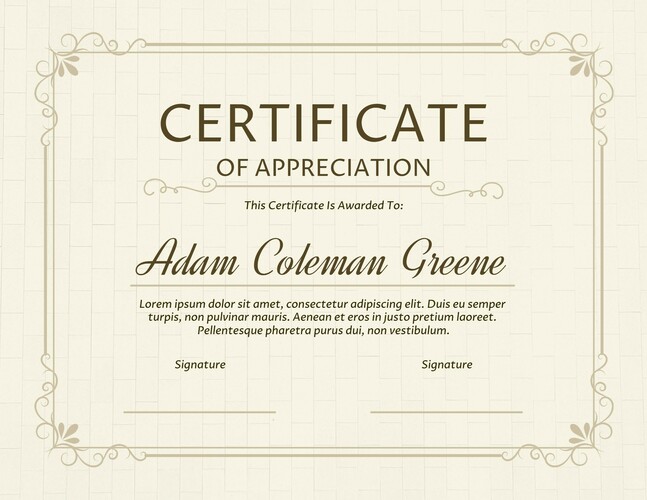 Floral Certificate of Appreciation