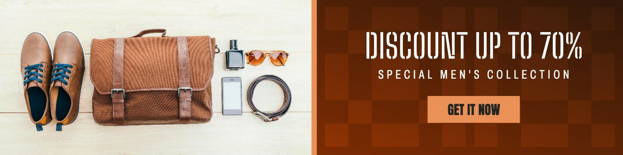 Brown Minimalist Accessories Sale LinkedIn Banner