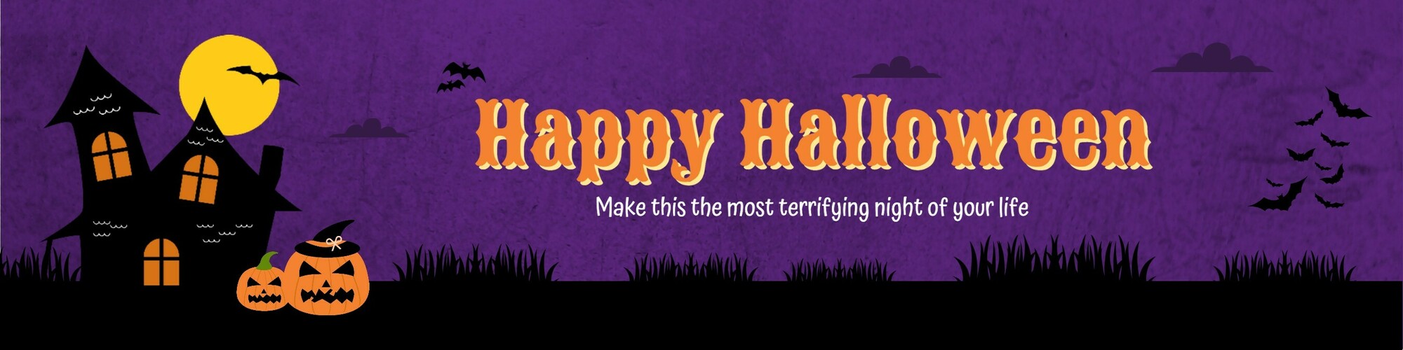 Purple Frightening Happy Halloween LinkedIn Banner