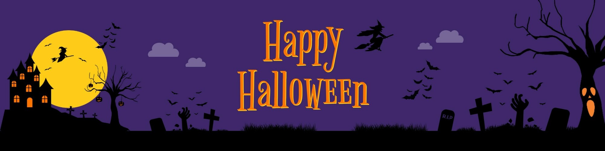 Purple Frightening Happy Halloween LinkedIn Banner