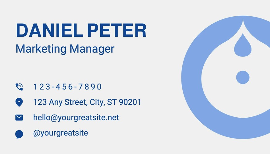 Blue Modern Water Technology Business Card