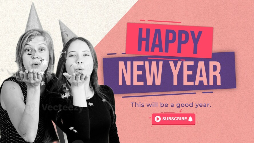 Purple and Pink Minimalist New Year Youtube Thumbnail