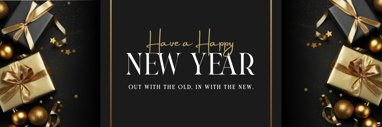 Black New Year Greetings for Twitter Banner