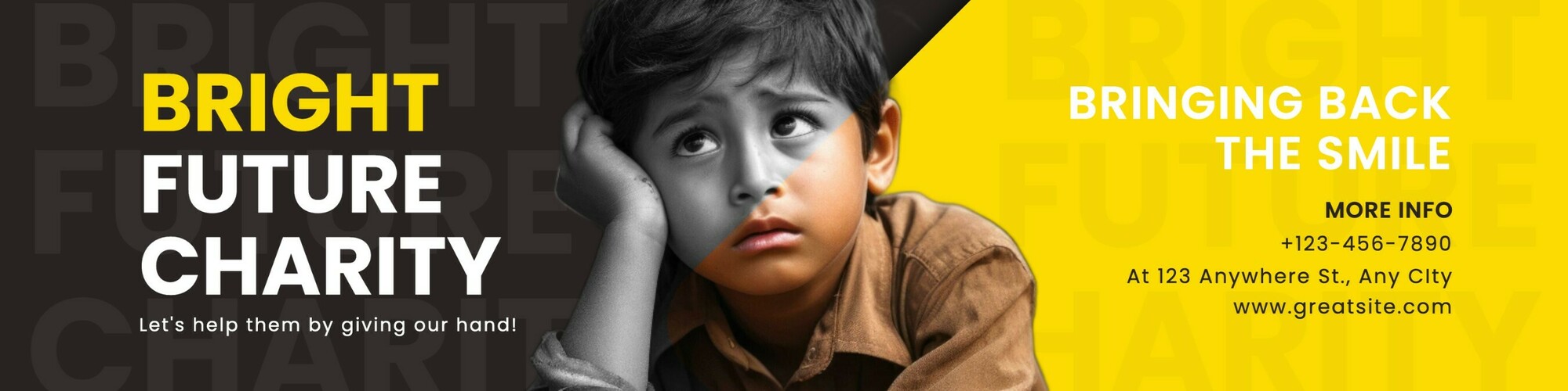 Black And Yellow Minimalist Charity Linkedin Banner