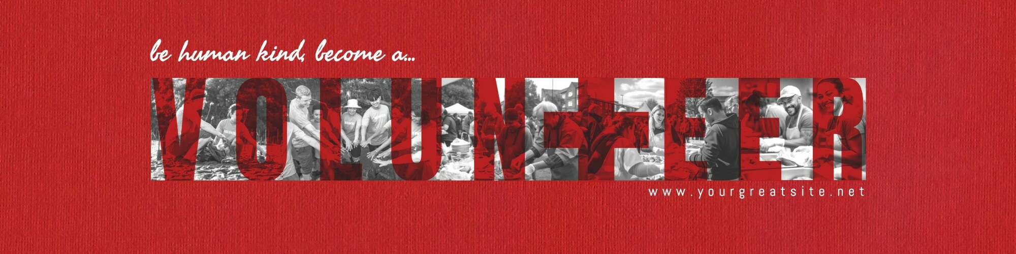 Red Cross Be Human Kind Become a Volunteer Template for Linkedin Banner