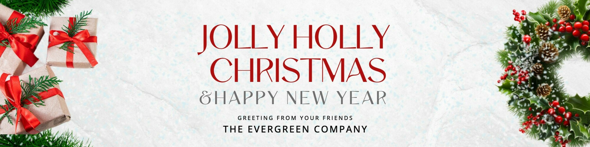 red and white christmas greeting banner for company