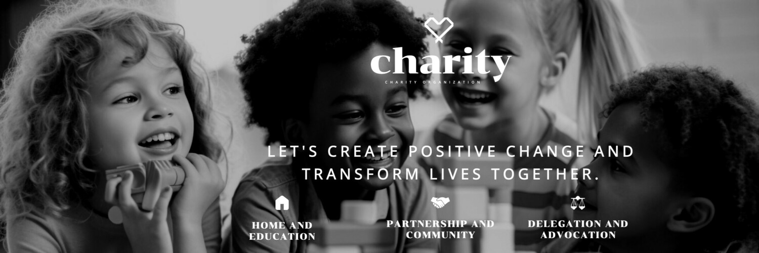 child charity black and white banner social media